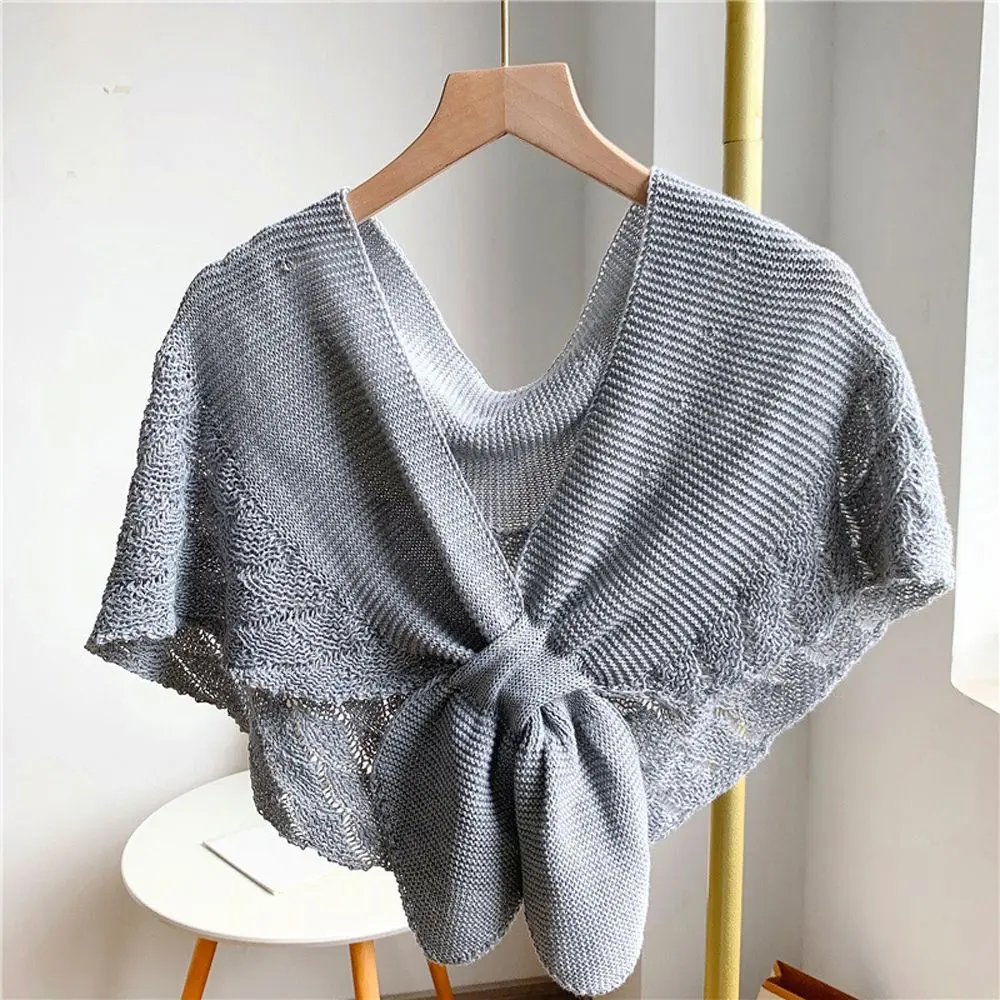 Fake Collars Shawl Women Female Blouse Shoulders Fake Collar Cape Knotted Knitted Scarf Stripe Neck Guard Scarve