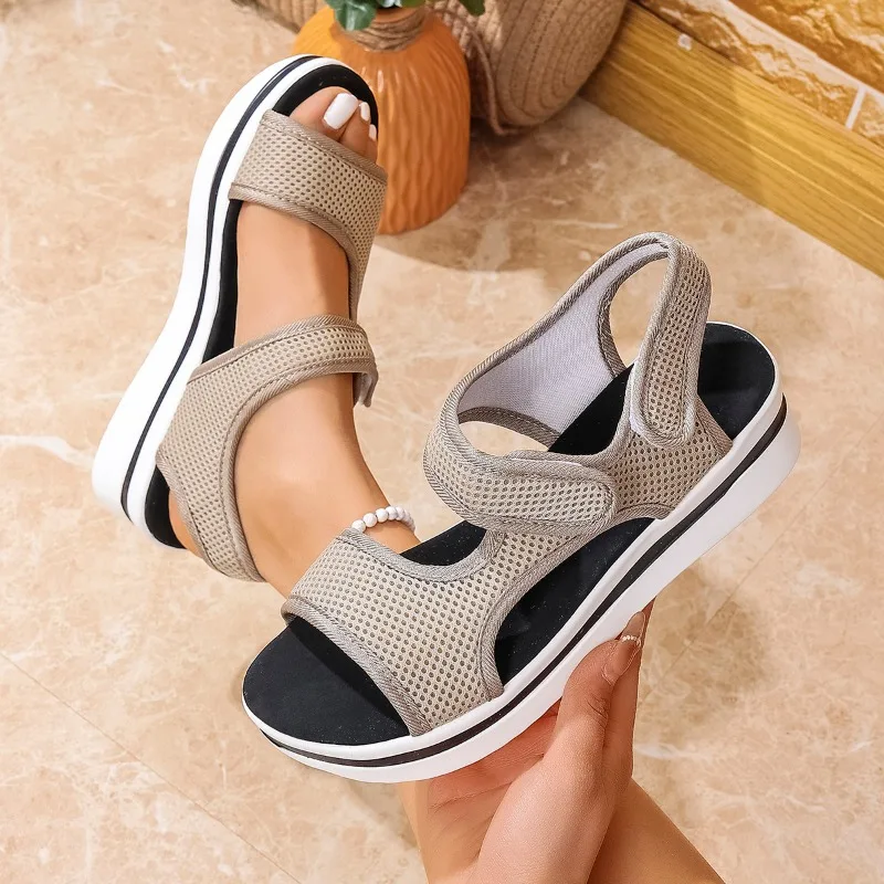 Frauen Sommer Schuhe Neue Mesh Fisch Plattform Sandalen frauen Offene spitze Keil Sandalen Damen Licht Casual Schuhe Zapatillas Muje