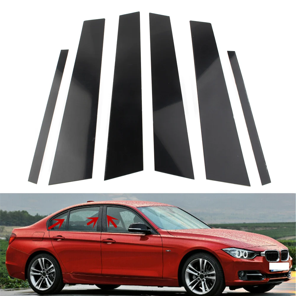 

6Pcs Car Pillar Posts Door Window Panel Covers Decorative Trim For BMW F30 3-Series 2012 2013 2014 2015 Gloss Black