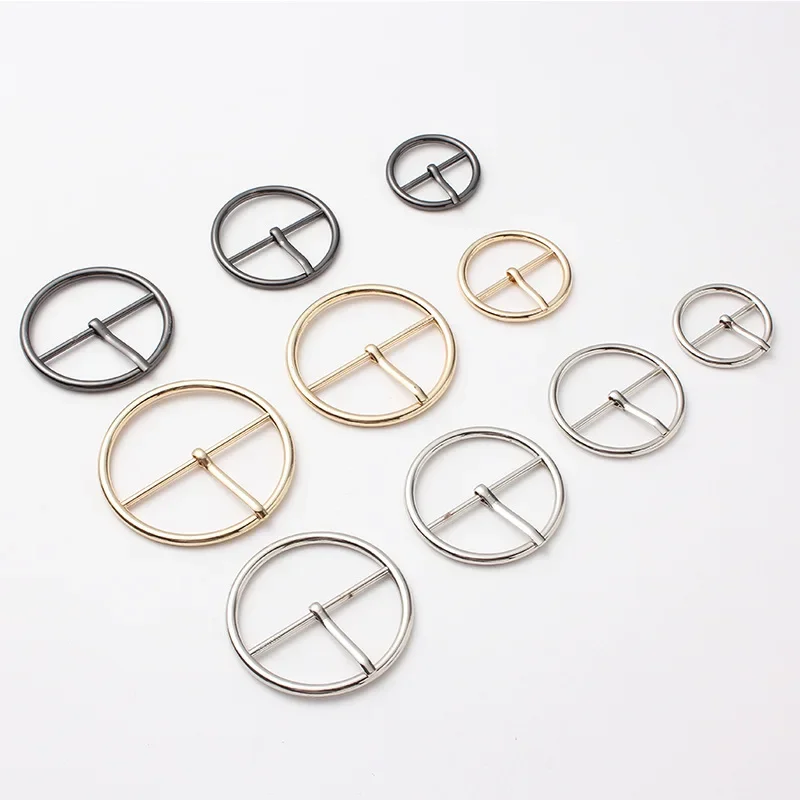 2pcs/bag Coat Belt Round Metal Zinc Alloy Three-speed Buckle Luggage Belt Adjustment Buckle Accessories