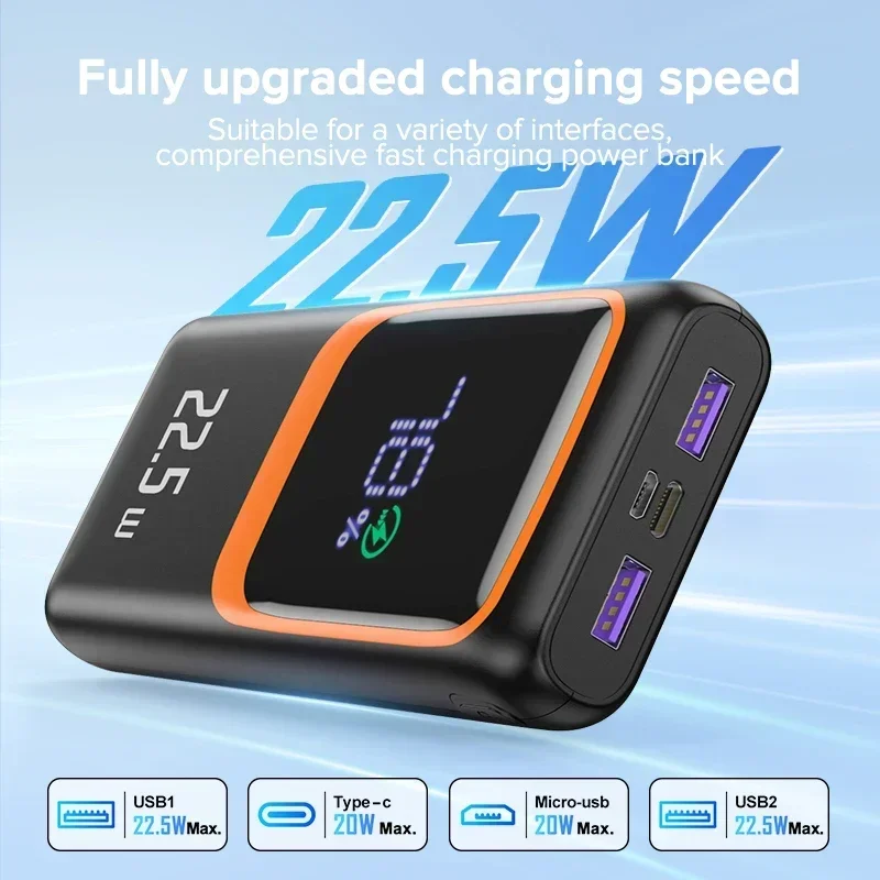 Fast Charging Mobile Power Bank CK-09 Digital Display Portable 20000mAh Large Battery Capacity PD 22.5W