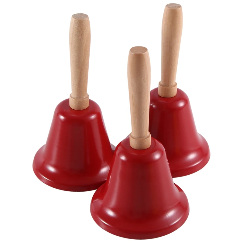 Christmas Bells, Hand-Held Bells, Restaurant Call Service, Bride Wedding Bells, Children's Holiday Hotel Service, Red Durable