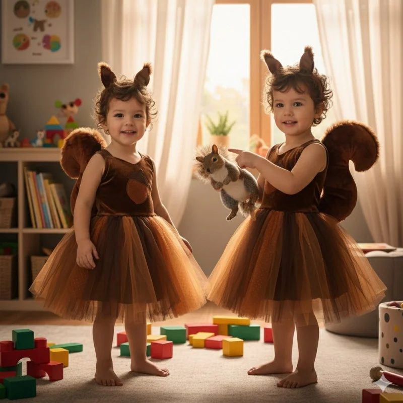 

Cute Squirrel Dress Animal Dress with Tail Festival Performance Costume Role Play Pengpeng Dress Fancy Party Skirt Dress Costume