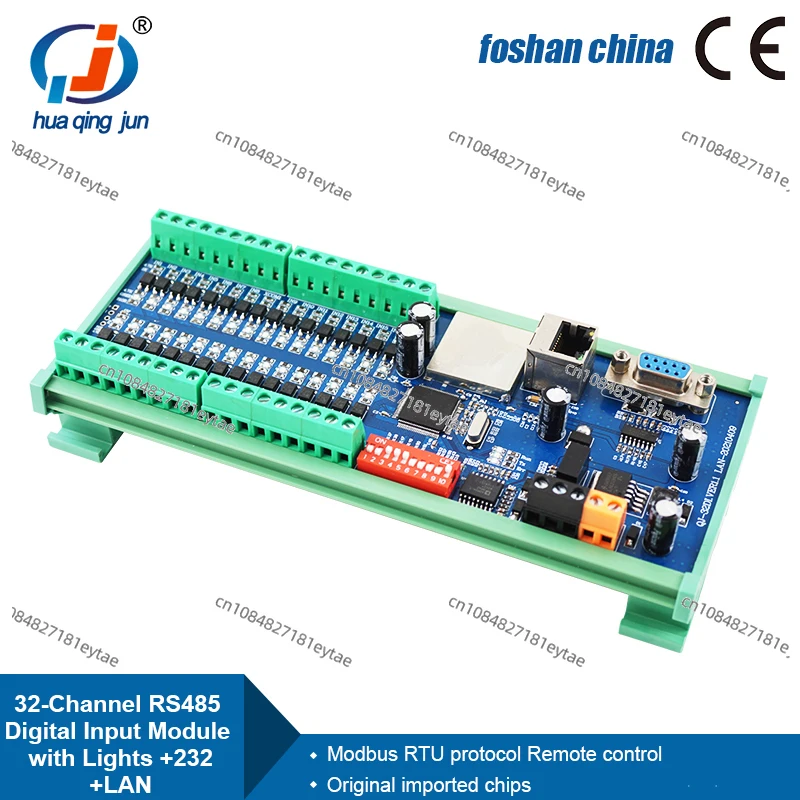 32-Channel RS485 + 232 + LAN Input Module Digital Data Acquisition 24VDC with Lights Modbus RTU/TCP for Switch