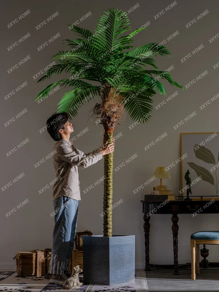 Large Artificial Acerola Palm Green Plant Fake Trees Plant Pot Indoor Window Landscape Floor Bionic Decoration Ornaments