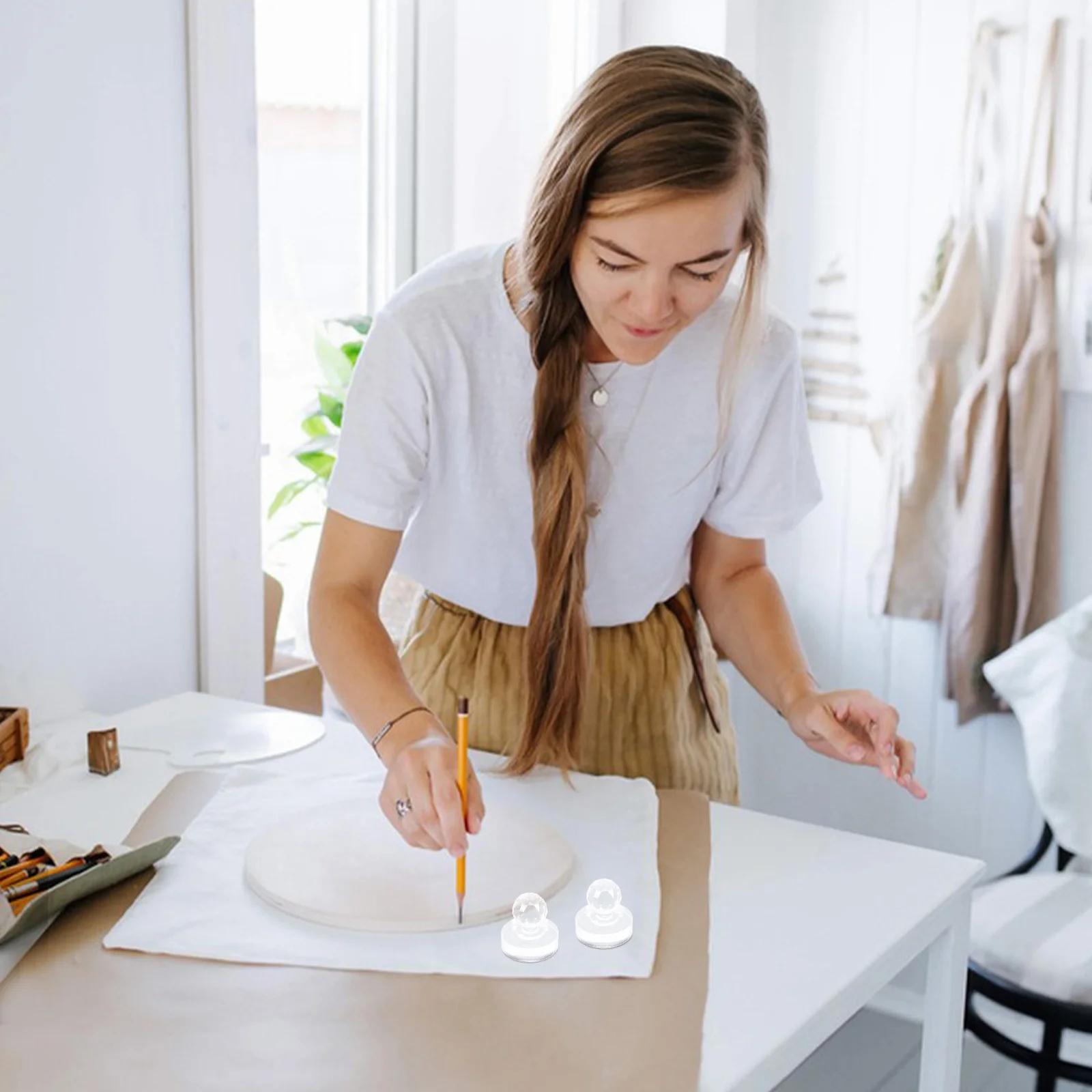 2 pçs manual de moagem muller claro pequeno pilão para acrílico aquarela pintura a óleo mistura artista ajudante texturizado ferramentas arte