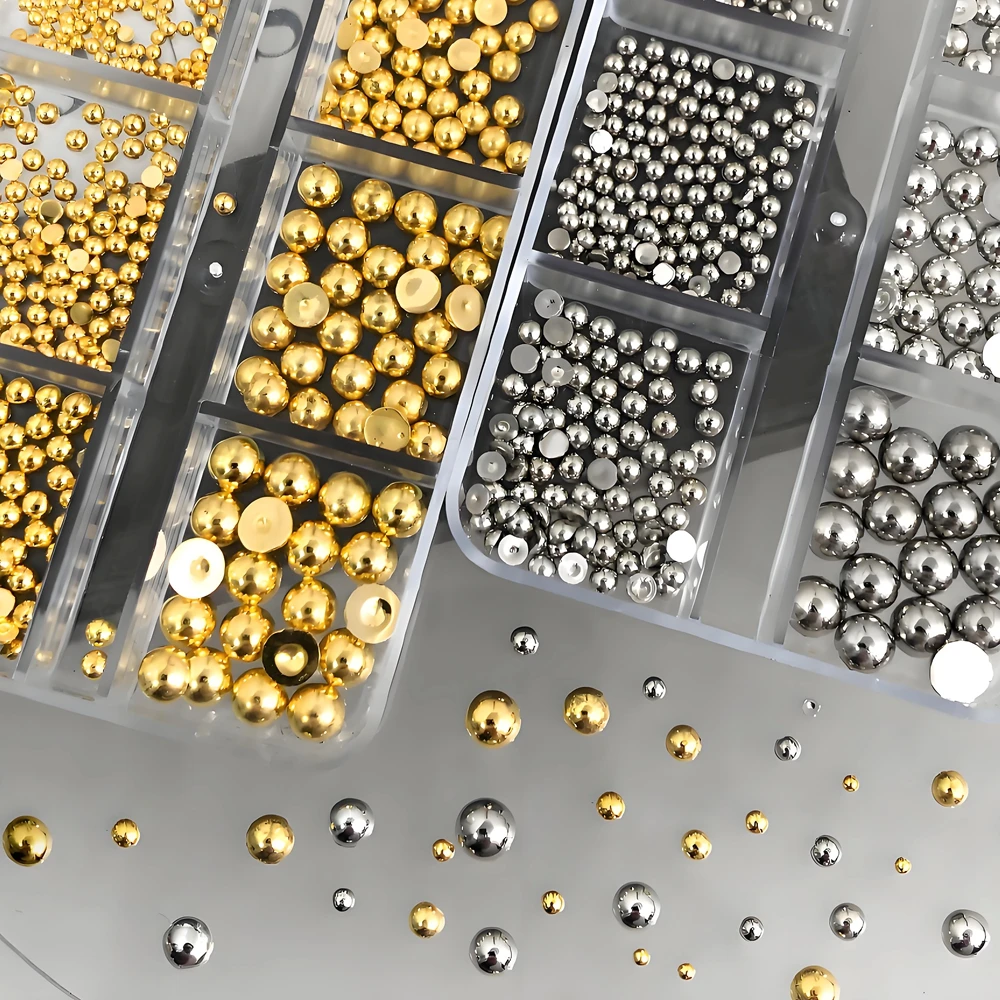 

1 Box Mixed 6 Sizes Flatback Arcylic Nail Art Rhinstone Pearl Accessories For Manicure Decor Nails Decoratoion Supplies Material