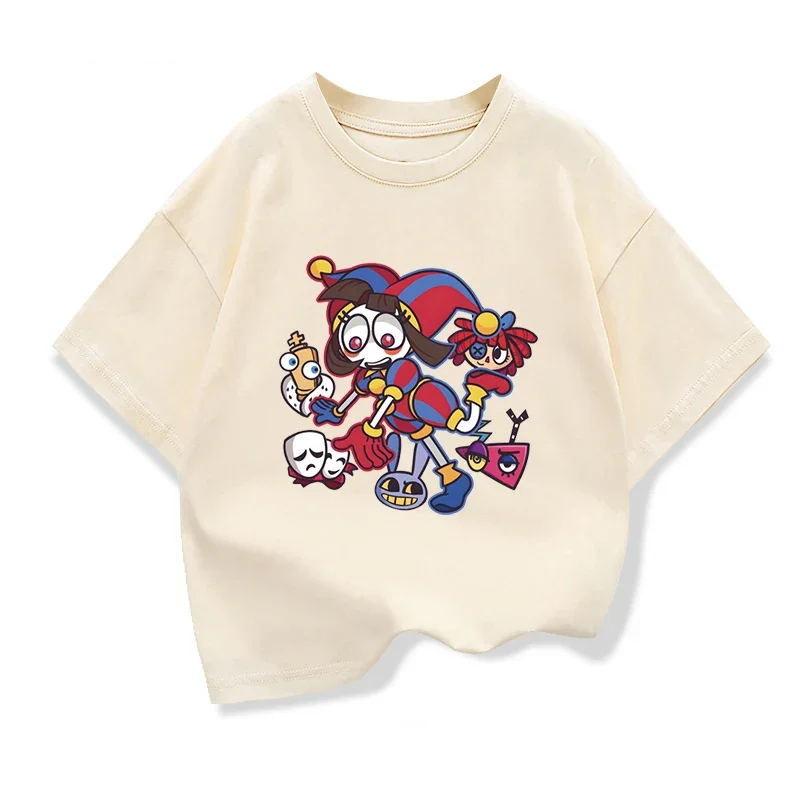 The Amazing Digital Circus Graphic Girls T-shirt 100%Cotton Anime Loose Short Sleeve Tshirt Casual Tees Children Summer Clothes