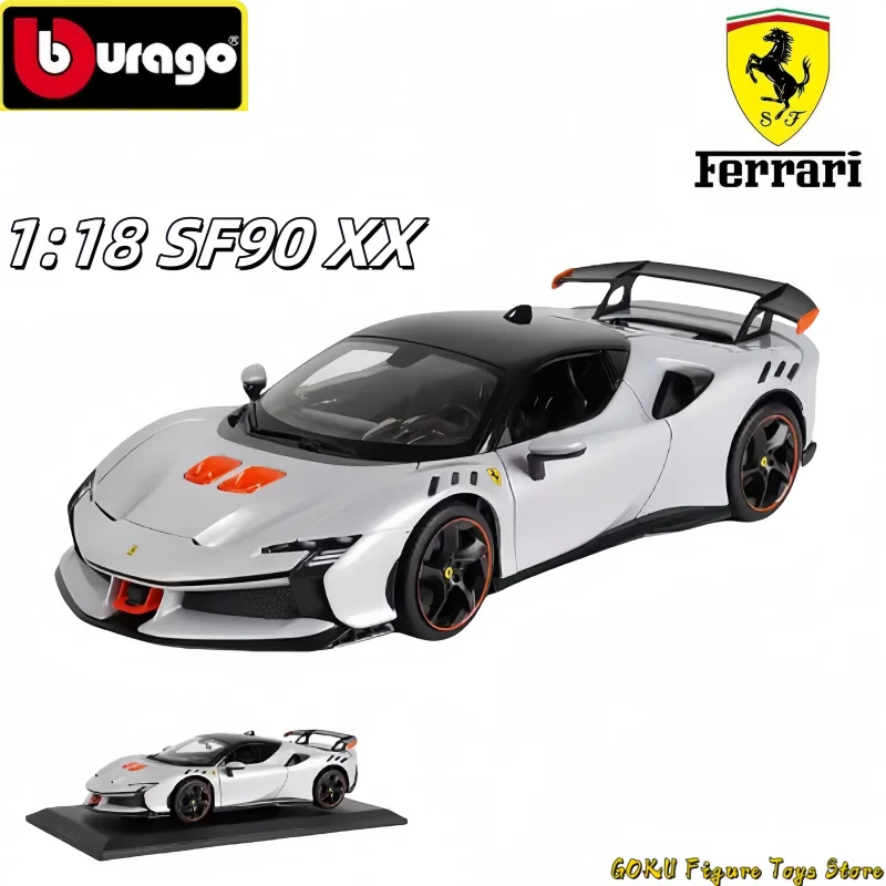 Original Bburago 1:18 Ferrari SF90 XX Stradale Bianco Automodell Legierung Miniaturdruckguss Modell Ferrari Sportwagen Modell Spielzeug Geschenke