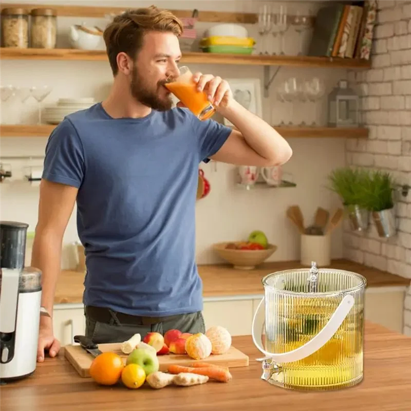 

A84Z-Drink Dispenser For Fridge Refrigerator Drinks Container 3.5L Leakproof Faucet Included Beverage Dispenser For Juice
