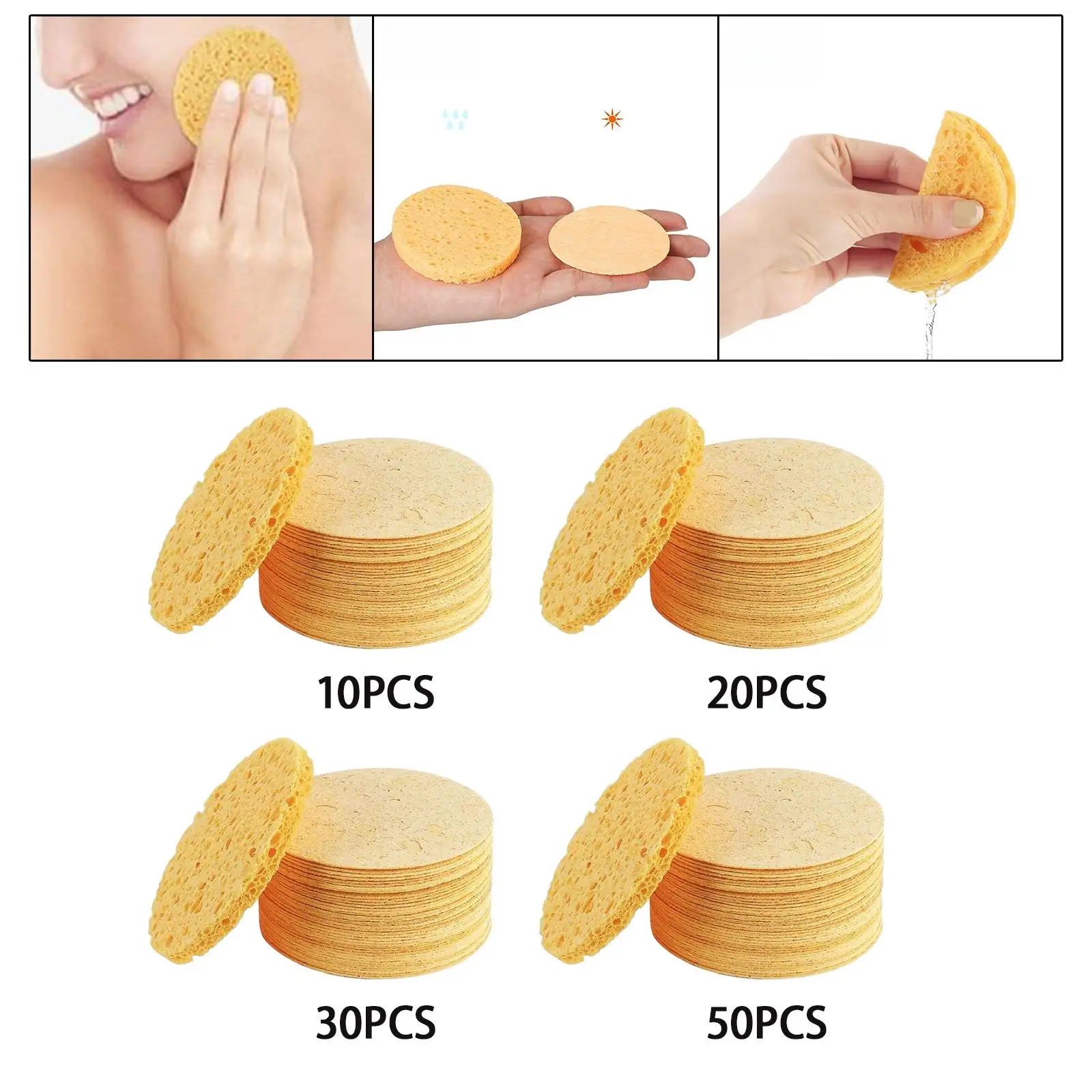 Compressed Natural Facial Sponges for Face Cleansing, Reusable Cosmetic Sponge, Used for Exfoliating and Makeup Removal