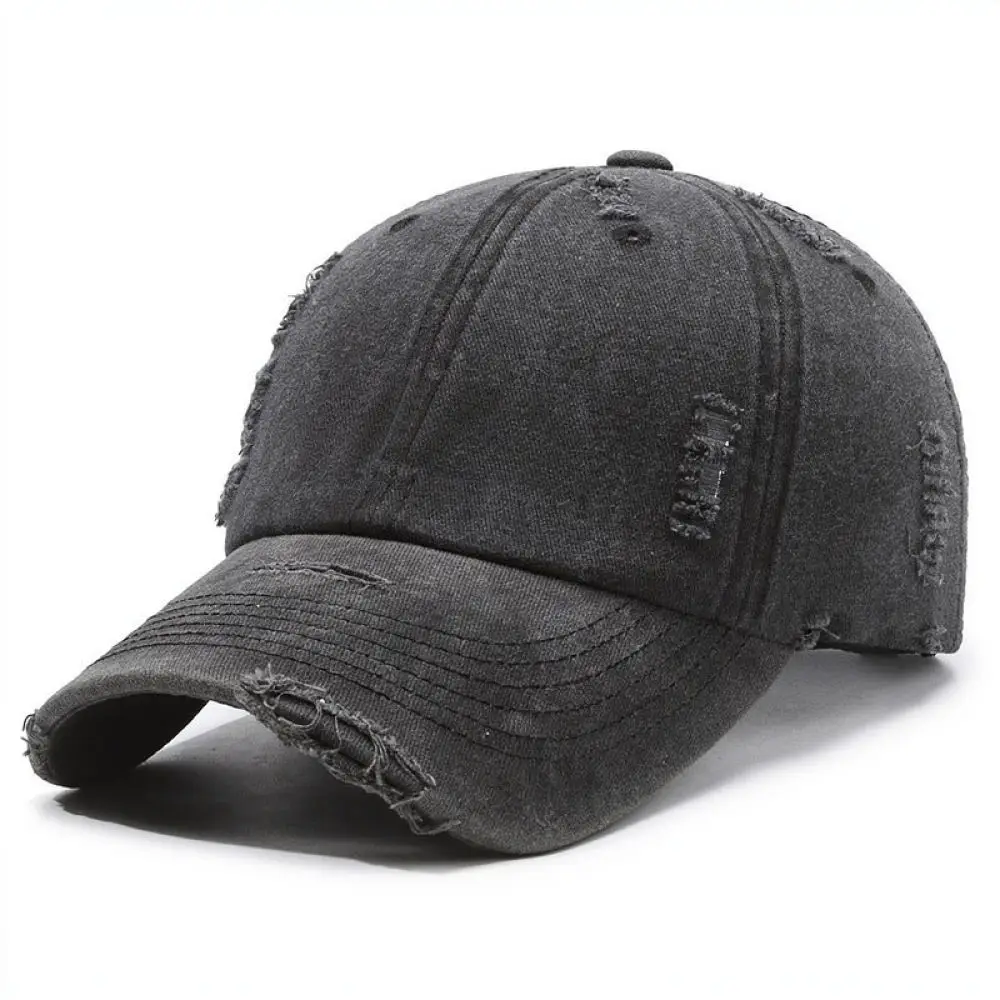 Unisex Streetwear Baseball Cap Vintage Distressed Washed Cotton Hip Hop Hat Adjustable Letter Embroidered Sun Visor Cap