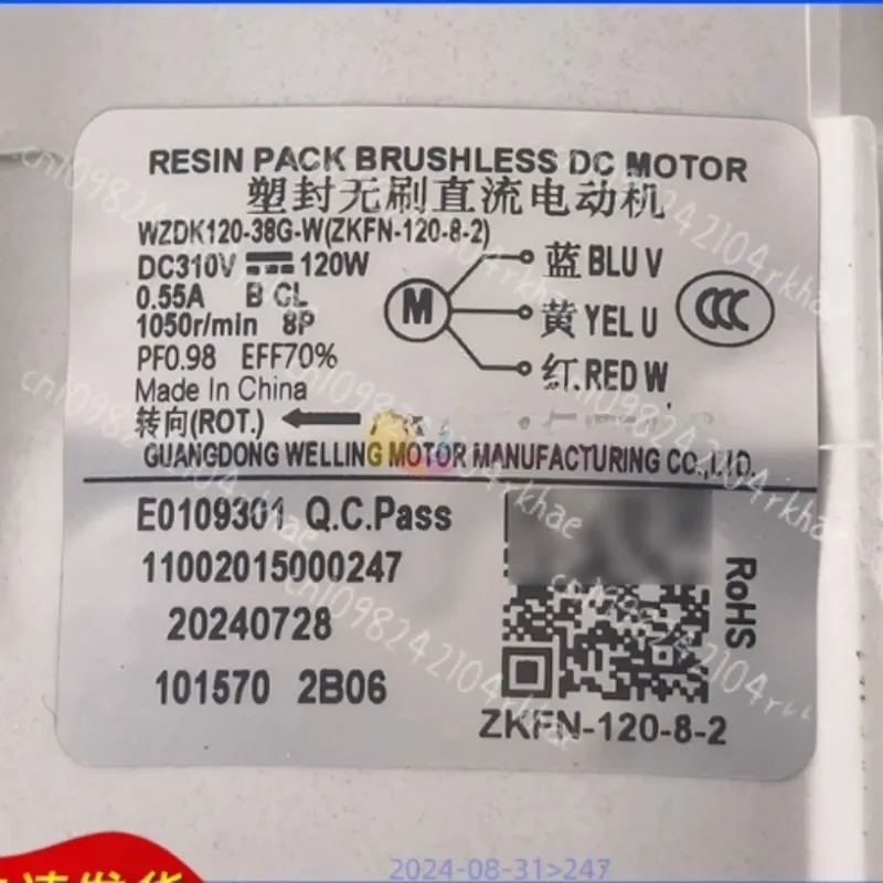 Brand New for Midea Variable Frequency Air Conditioner DC Motor Fan Motor WZDK120-38G-W (ZKFN-120-8-2)