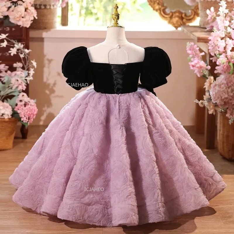 New Kids Girls Princess Party Dress Children Birthday Pageant Gown for Piano Performance Evening Wedding Reception Formal Wear