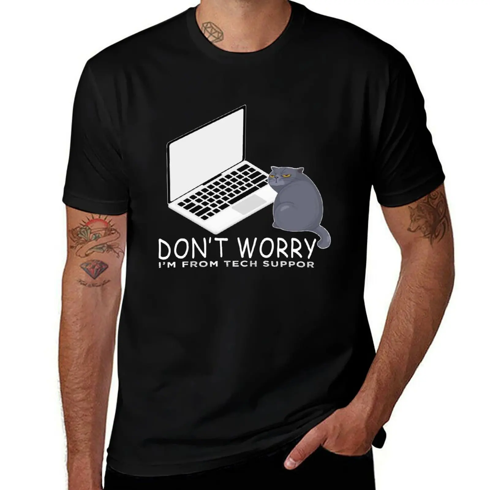 HEY DON'T WORRY I'M FROM TECH SUPPORT T-Shirt Plus Size Basic Short Sleeve Top T-Shirt