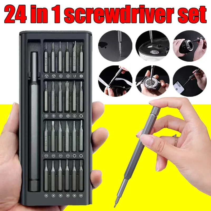 Set di cacciaviti di precisione 25 in 1 - Testa esagonale Phillips Torx per la manutenzione degli occhiali del computer dell'orologio del telefono cellulare ﻿