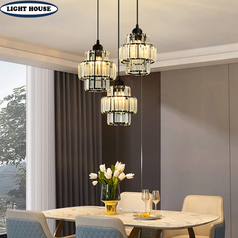 

Modern led crystal lamp E27 bulb dining room kitchen ceiling chandelier villa apartment decoration lamp bedroom ceiling lamp