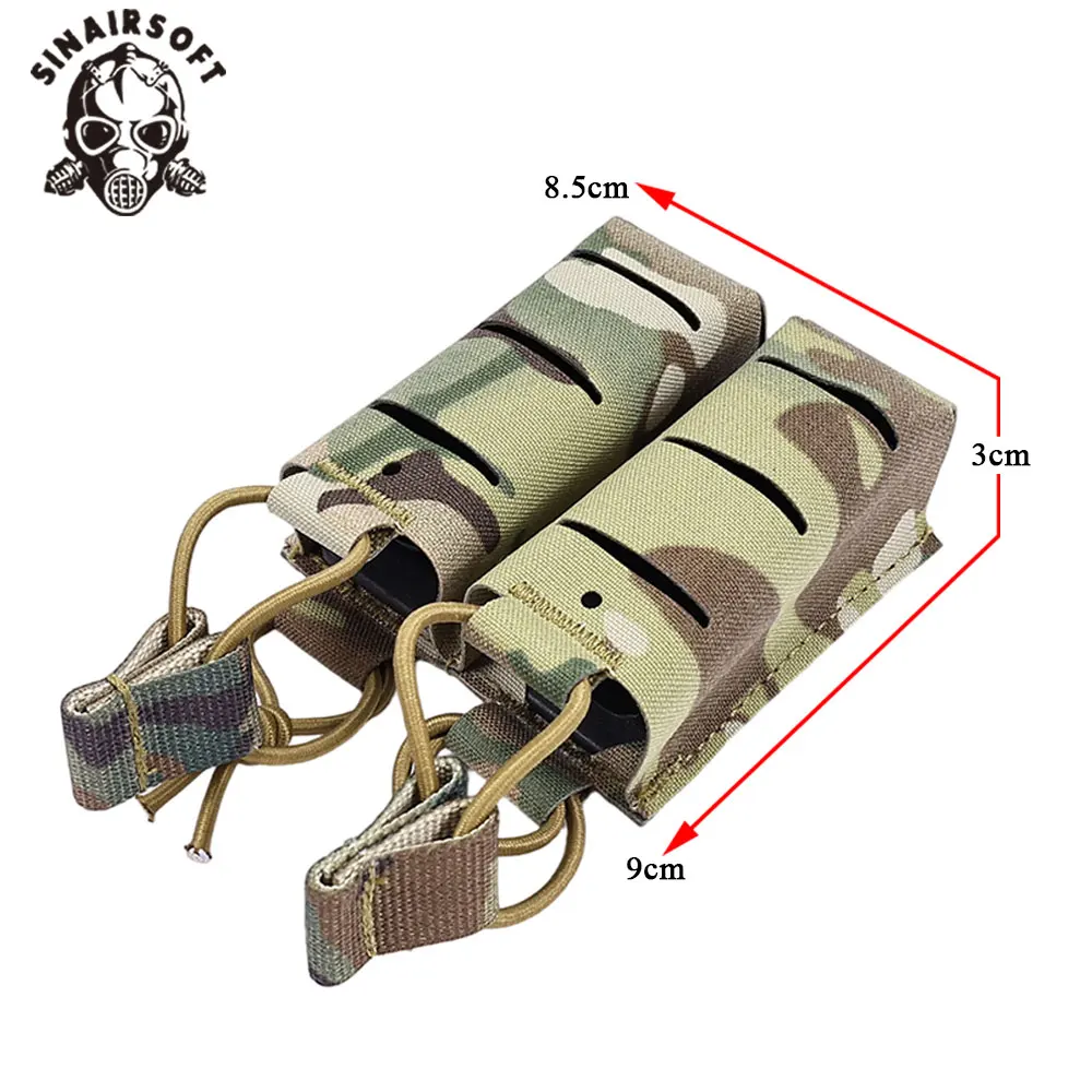 SINAIRSOFT 9mm Double Mag Pouch Nylon MOLLE Webbing Quick Release Built-in MGA Support Frame for Airsoft Tactical Vest Belt