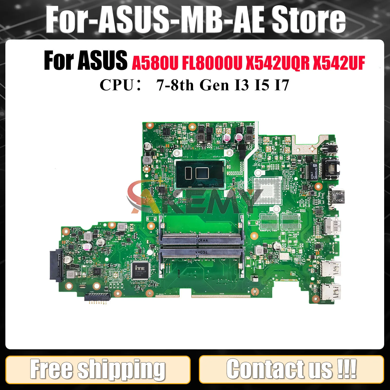 

X542UA Laptop Motherboard For ASUS A580U X542UA X542UN X542UQ FL8000U X542U X542UAR X542UQR X542UF X542UR Mainboard I3 I5 I7 CPU