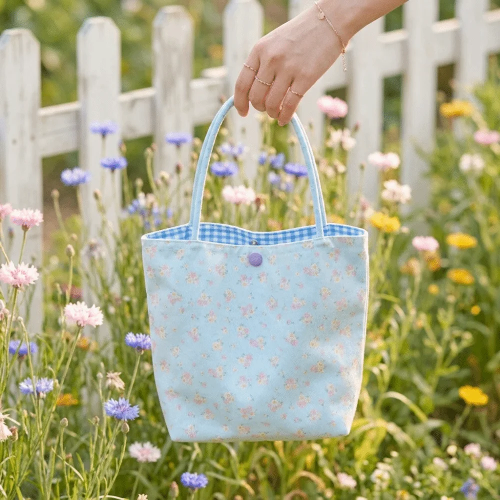 Two-Sided Bucket Tote Bag Printed Nylon Material Top Handle Bag Reversible Design Large Capacity Storage Handbag For Outdoor Use