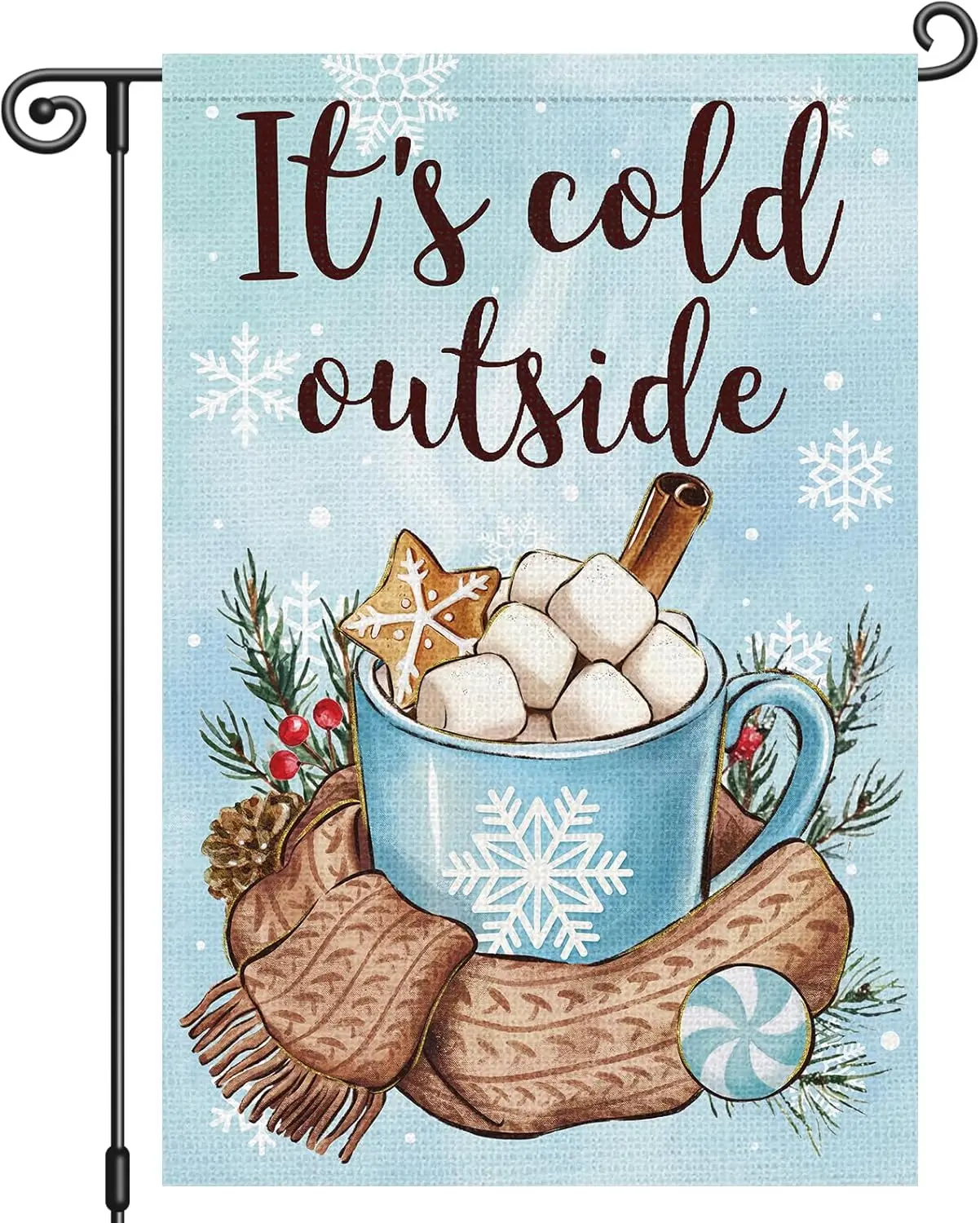 Louise Maelys Winter Garden Flag It's Cold Outside Mug Sugar Scarf 12x18 Inch Double Sided Snowflake Welcome Christmas X AAI GGO
