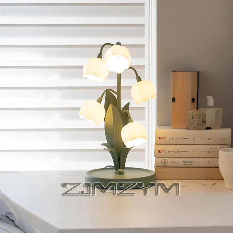 LED Flower Table Lamp Decorative Desk Light Bedside Lily of the Valley Night Light Landscape Lighting for Bedroom Living Room