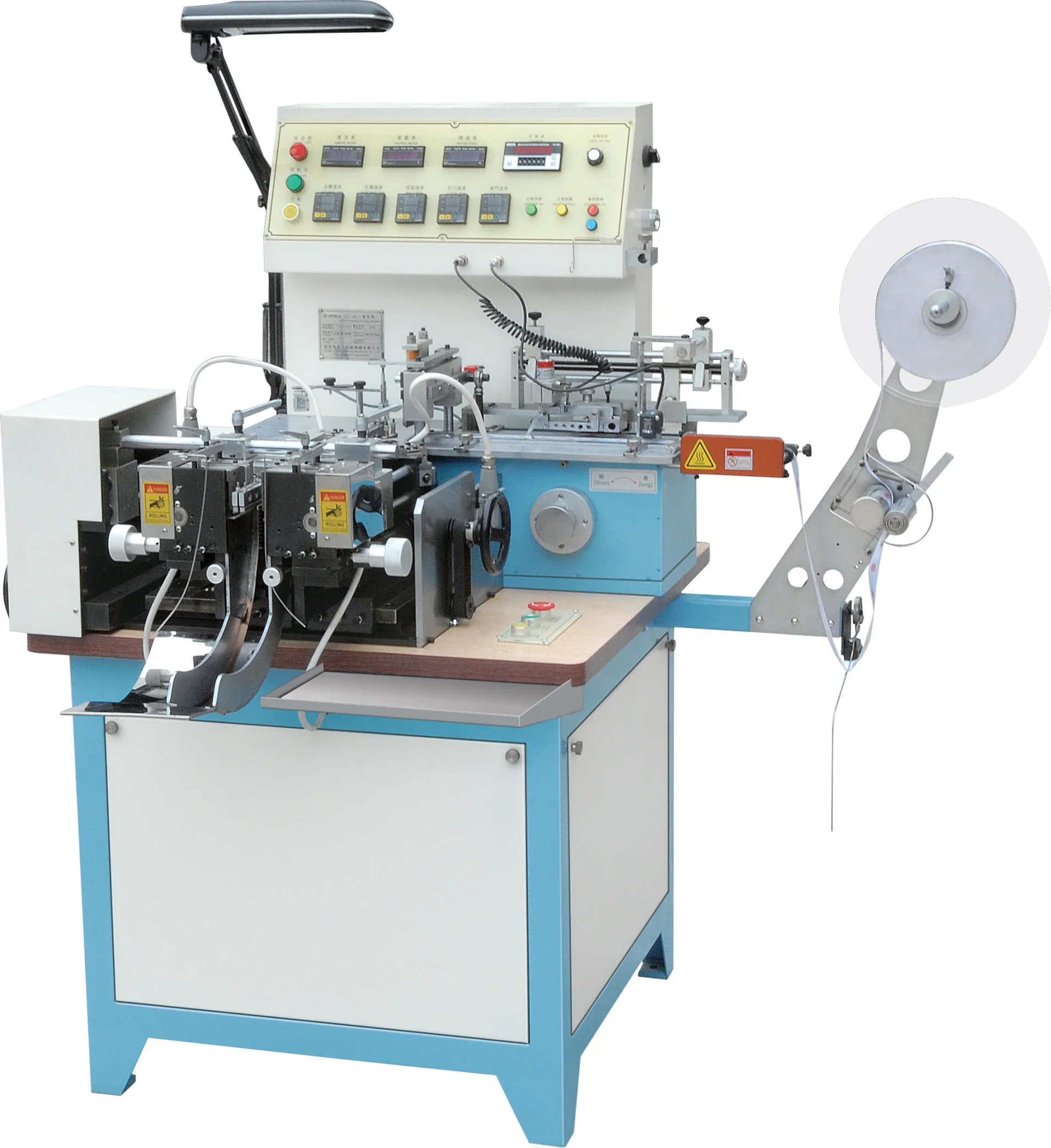 JZ-2817 Multifunction Garment Printed Satin Ribbon Woven Label Cutting And Folding Machine For Cotton Tape, Nylon Taffeta