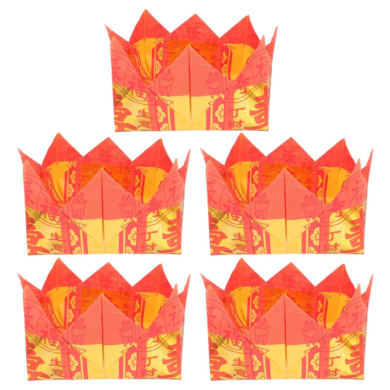 5 Pcs Paper Lotus Cornucopia Sacrifice Money Ancestor Bless Burning Burnt Worship Red