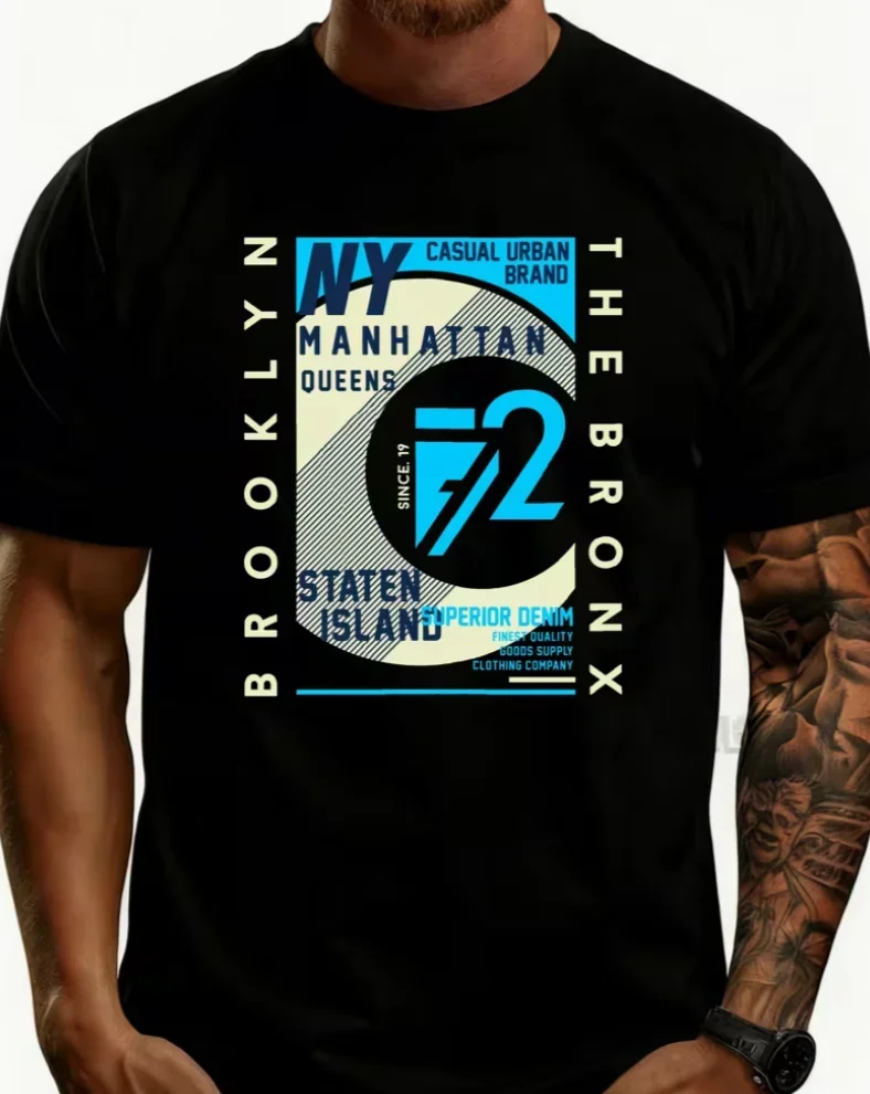 Casual Urban Style Men's T-Shirt New York City Boroughs Graphic Design Summer and Spring Wear Gift for Men Who Love Ny Culture
