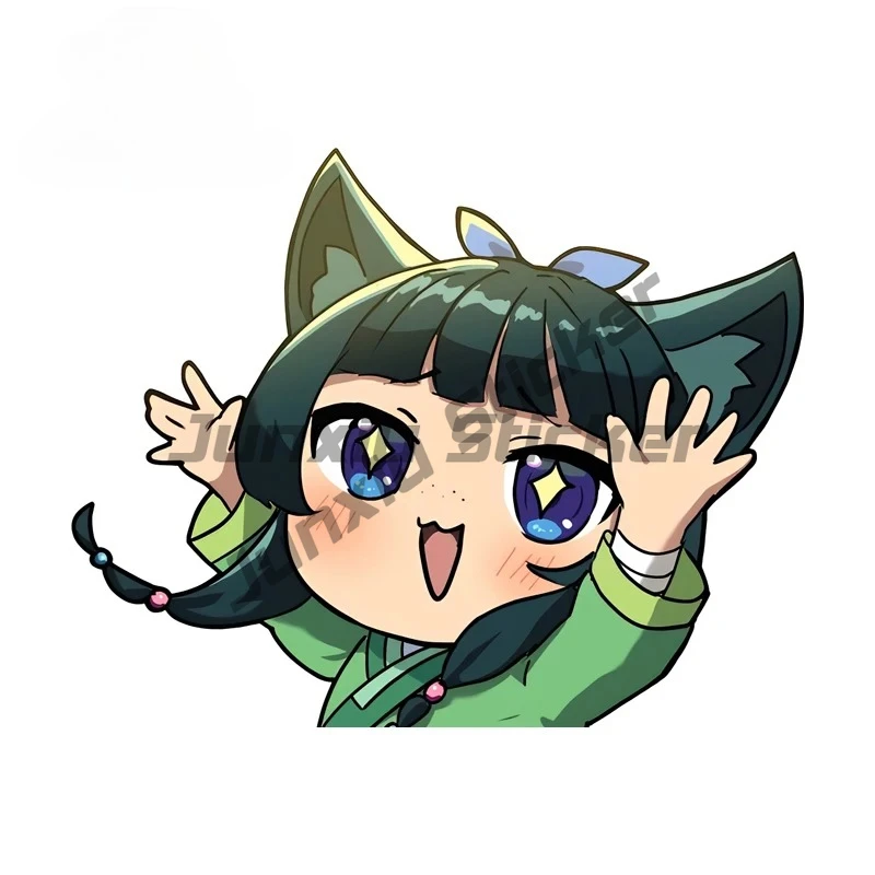 

Kawaii Maomao Peeker Car Sticker Cute Green Hair Weather Resistant Trunk Decal Chibi Occlusion Scratch Computer Decor