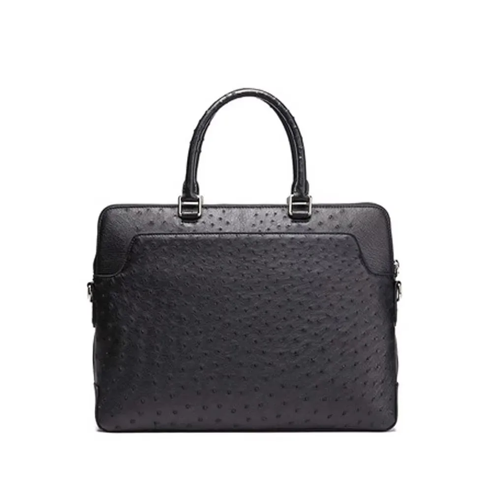 

ourui new ostrich leather male briefcase large capacity men handbag new