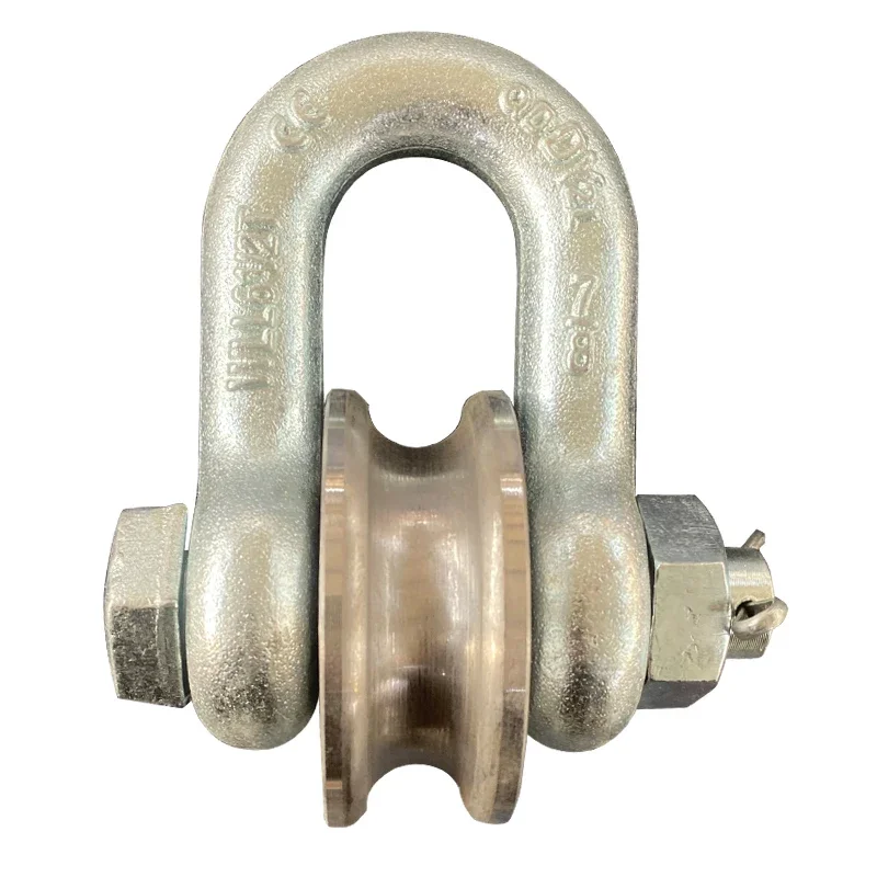 Marine Lifting Pulley Shackle Pulley Hanging Wheel Heavy Duty Roller Wire Rope Hanging Ring Pulley with Bearings