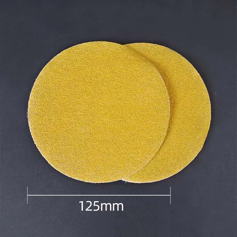 5-Inch Dry Grinding Sandpaper 125mm Yellow Flocking Disc Sandpaper without Holes for Sanding And Polishing