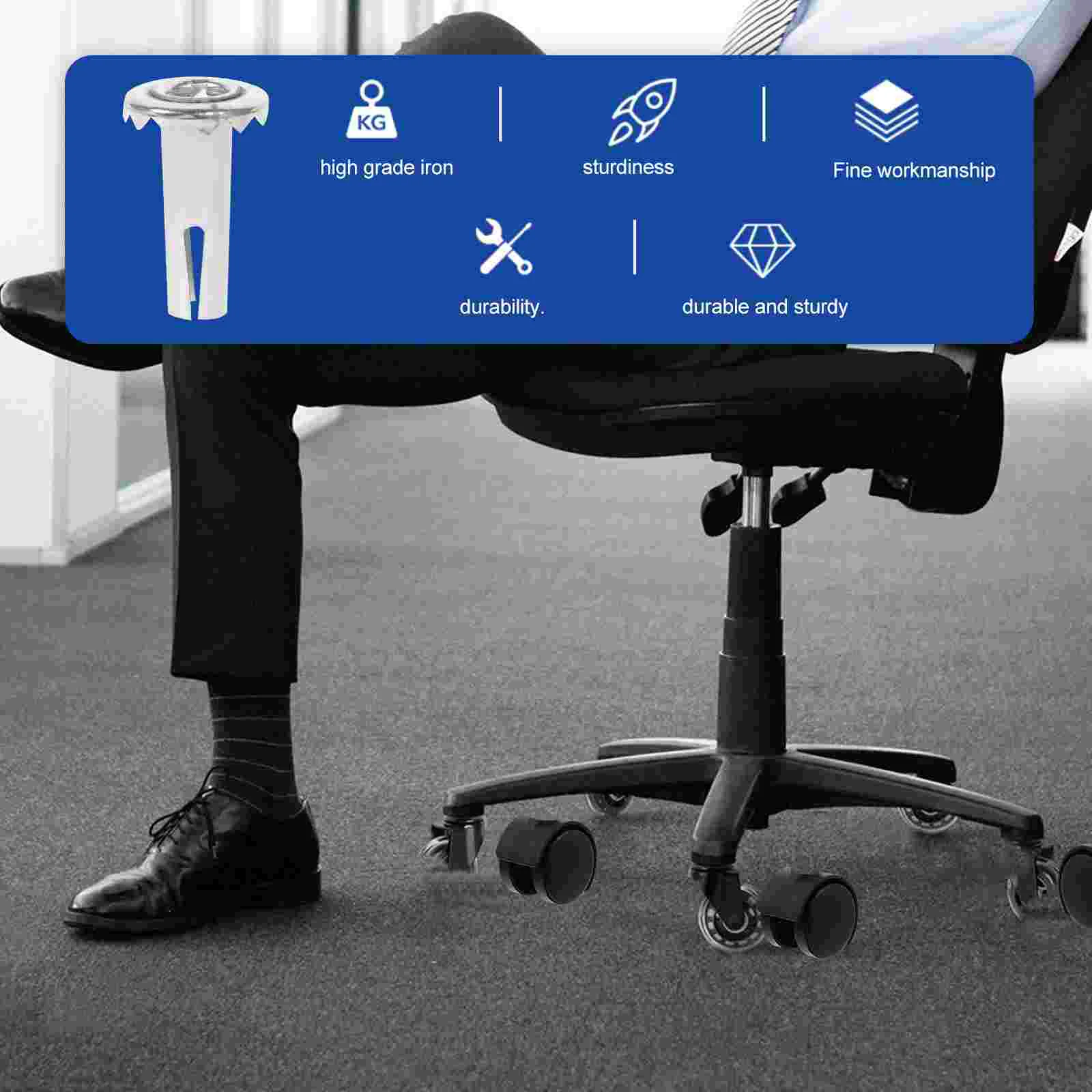 20 Pcs Metal Caster Rod Cover Castors Gate Socket Insert Sleeve Round Inserts 3/8 Swivel Sockets Mounting for Chair Leg