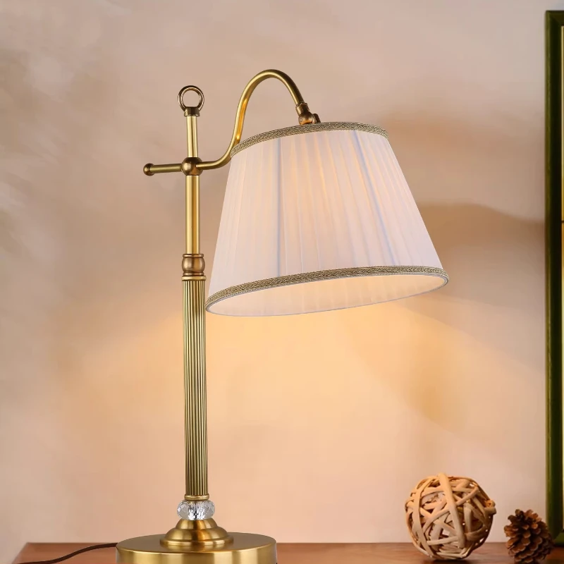 

American Retro Minimalist Cloth Cover Table Lamp Bedside Sofa Bedroom Study Office Hotel Personality Creative Reading Desk Light