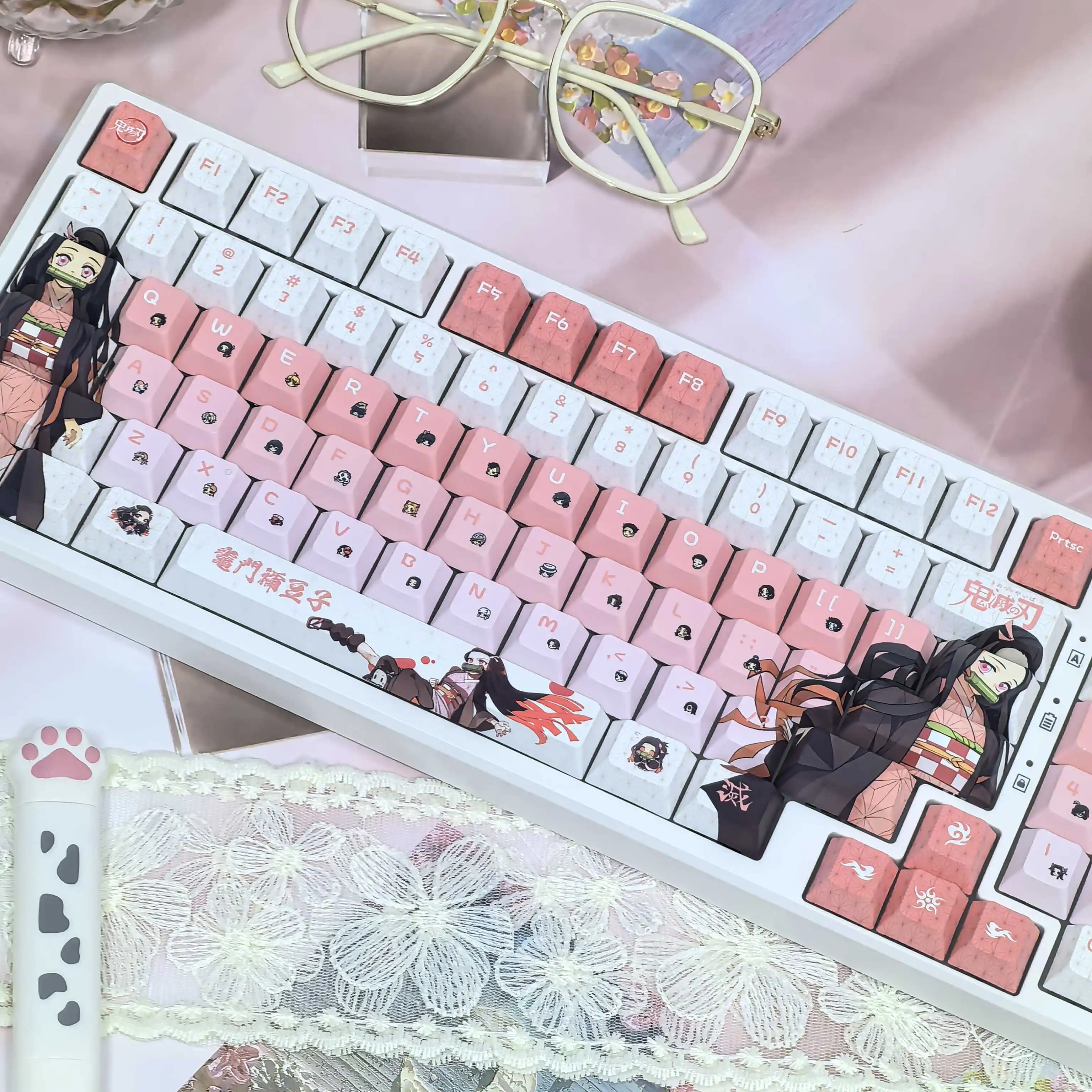 Imagem -05 - Demônio Slayer Anime Keycaps Kamado Nezuko Pbt Dye-sublimation Perfil Cereja Teclado Mecânico Presente