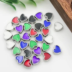 20Pcs/Lot Zinc Alloy Beads Black/Red/Green/Blue/Purple/White Color Heart Spacer Beads For DIY Bracelets Necklace Earring Jewelry