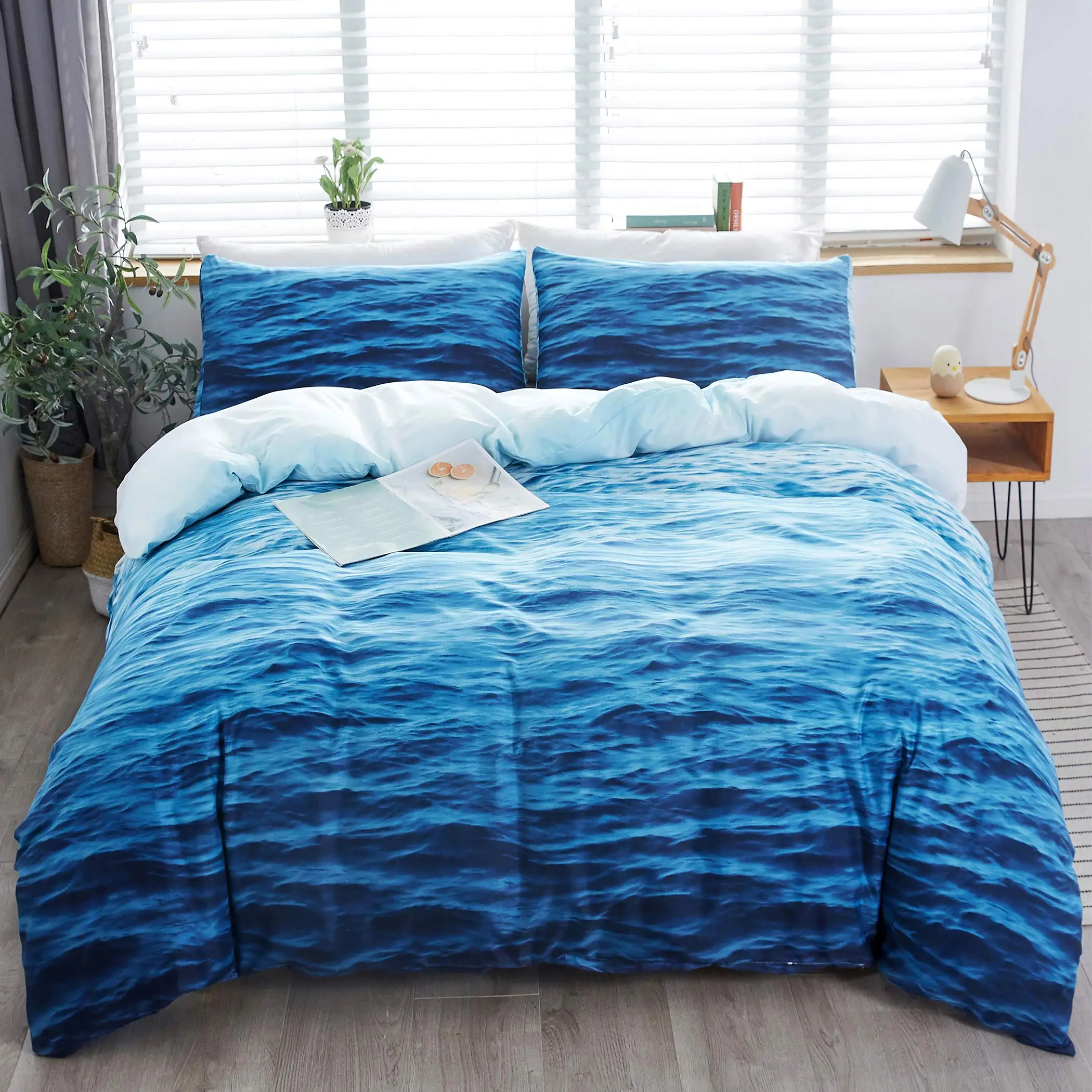 

Ocean Wave Duvet Cover Set Full Queen Size,Waves Bedding Set Hawaiian Tripocal Sea Beach Comforter Cover Set Quilt Cover 2/3pcs