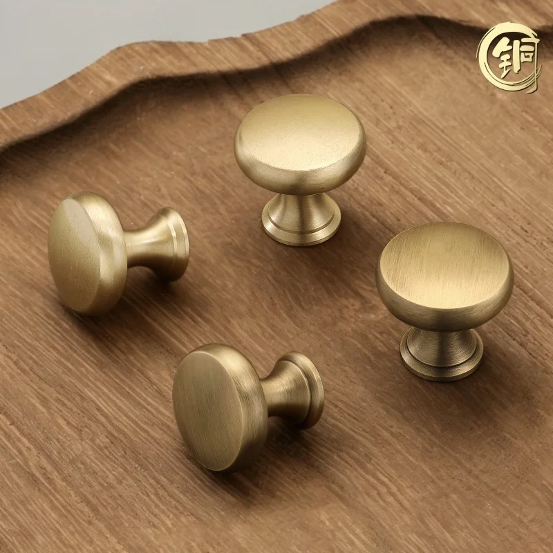 French Luxury Brass Cabinet Pulls Single Hole Drawer Knobs for Wardrobe Cupboard TV Side Table Furniture Hardware
