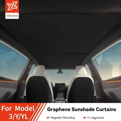 YZ For Tesla Model 3/Y/YL Highland Juniper 2026 Black Roof Graphene Honeycomb Sun Shades Sunshade Car Rear Front Sunroof Glass