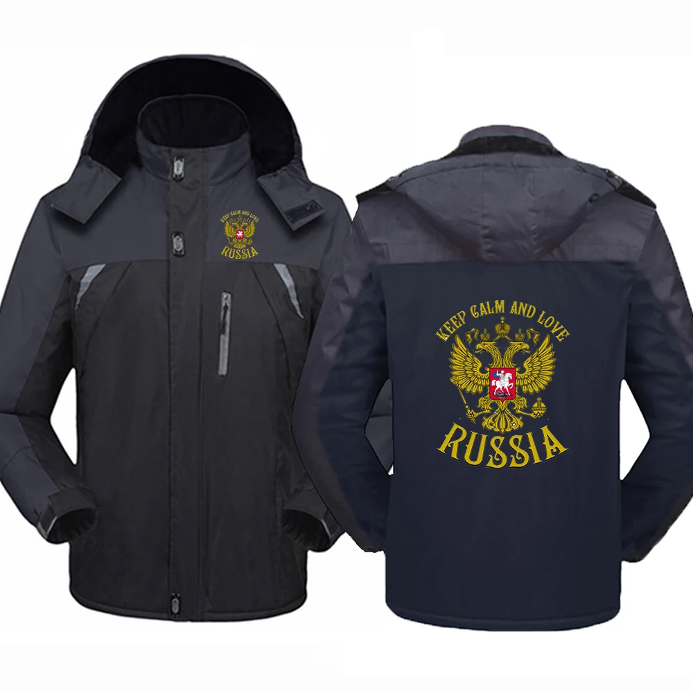 

Russia Badge Gold Eagle Printing Winter Thicken Windbreaker Coats Waterproof Warm Outdoor Cold-Proof Mountaineering Jackets