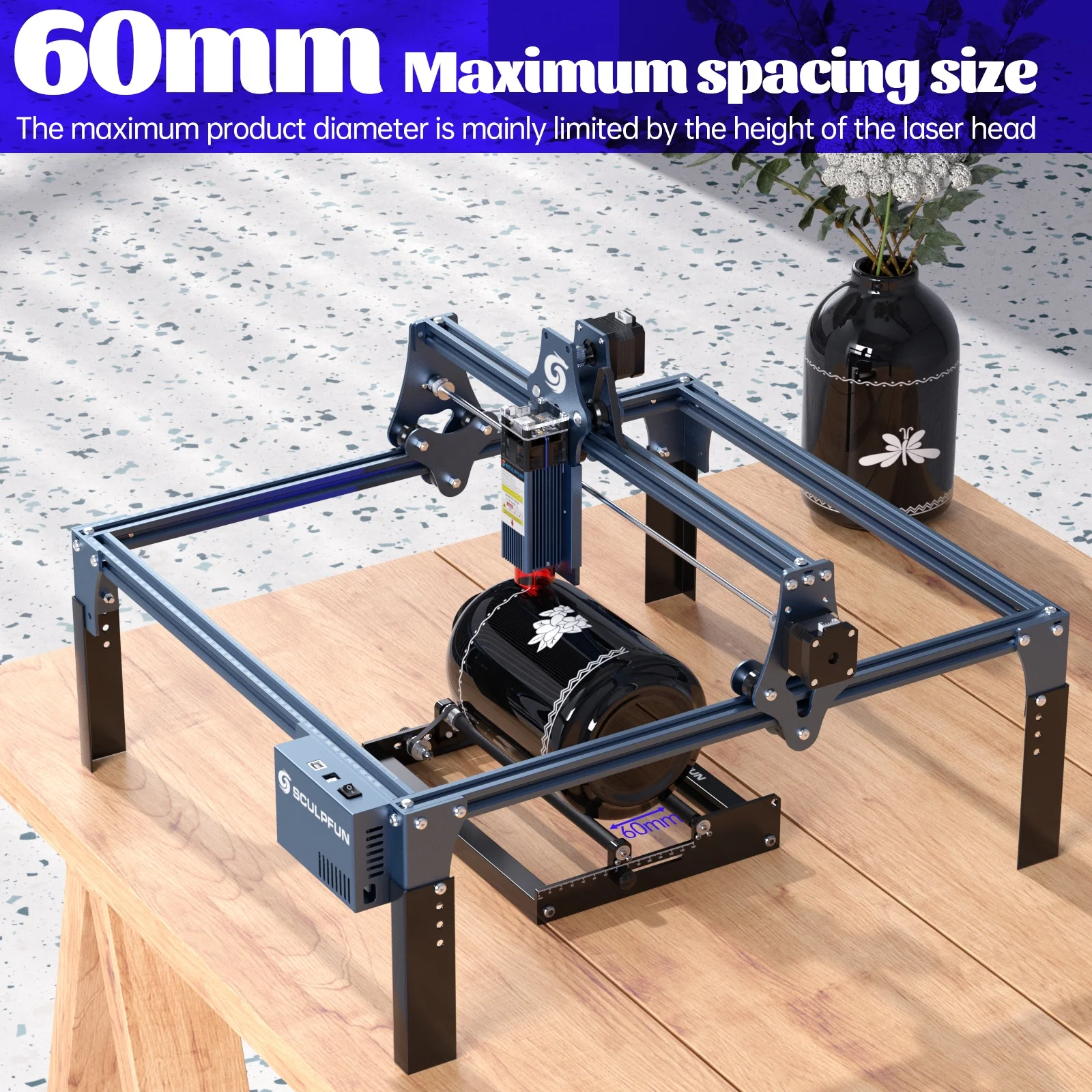 SCULPFUN Laser Rotary Roller Laser Engraver Y-axis Rotary Roller with 360 Rotating for laser Engraving Cylindrical Objects Cans