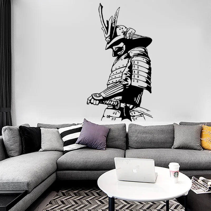 Japanese Samurai Asian Warrior Fighter Sword Wall Stickers Vinyl Home Decor For Living Room Bedroom Decals Removable Murals 4364