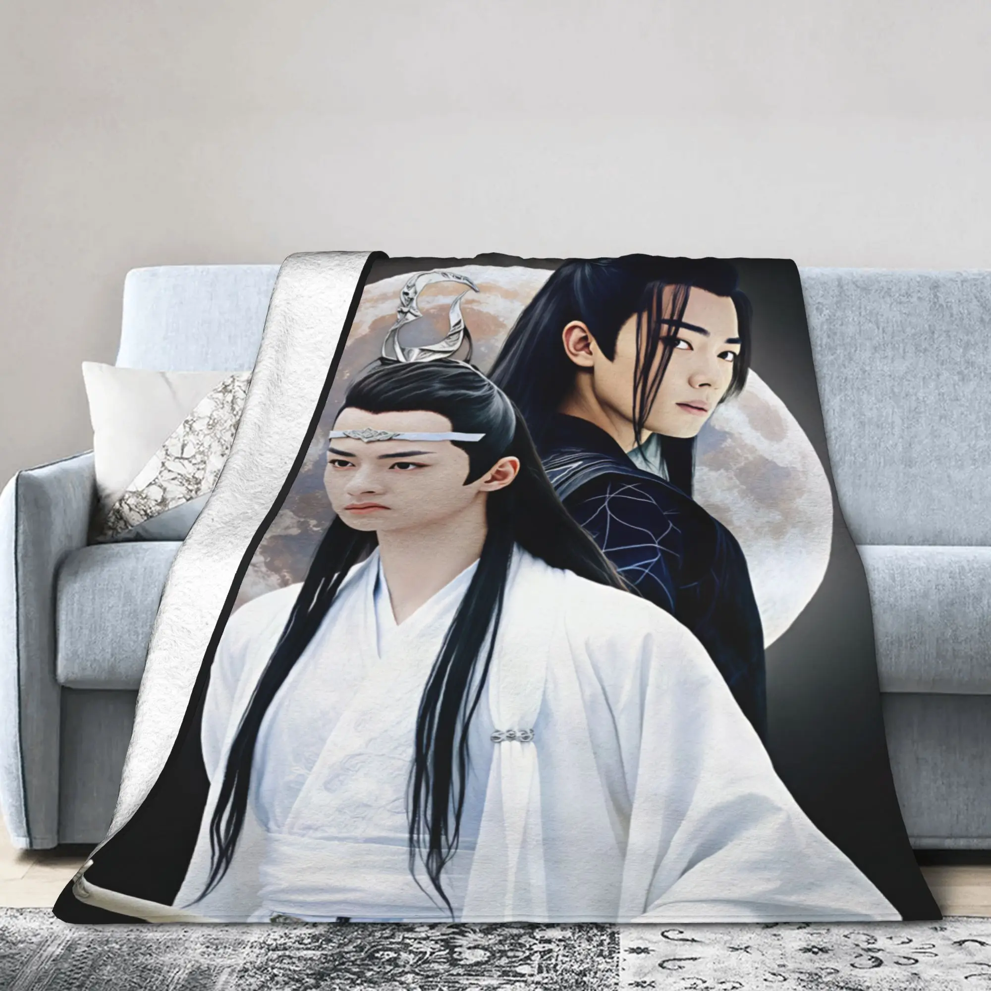 WangXian Bunny Mo Dao Zu Shi The Untamed Flannel Blanket Warm Throw Blanket for Bedroom Decorative Bedspread Sofa Bed Cover