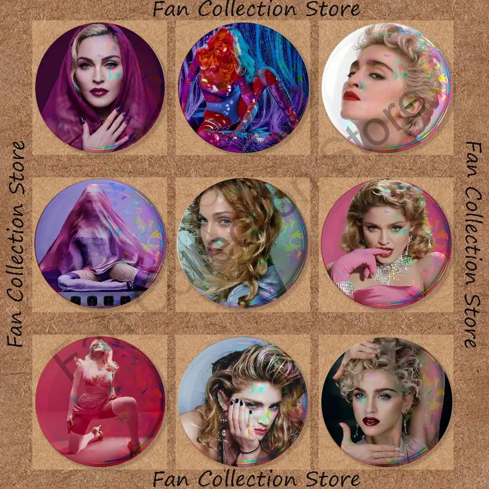 Confessions M-MadonnaS Singer Enamel Pins Funny Characters Badge Fashion Jewelry Accessories Round Snap-in Brooch on Backpack