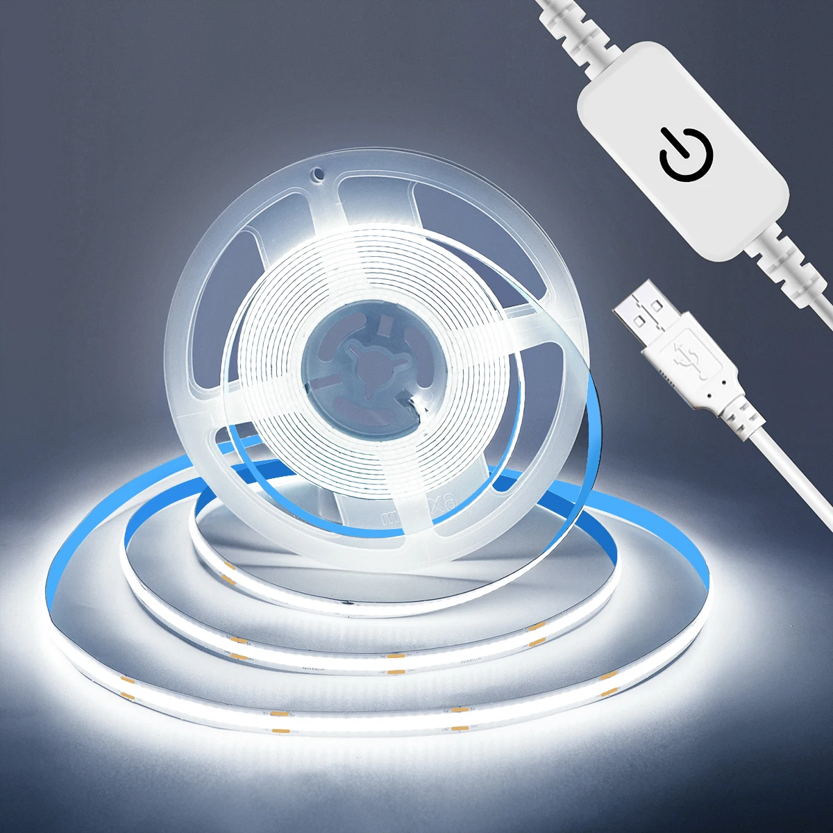 COB Strip LED Light 5V 320LEDs/M Touch Sensor Dimmable RA90 High Density Flexible Ribbon Tape DIY TV Mirror Backlight For Home
