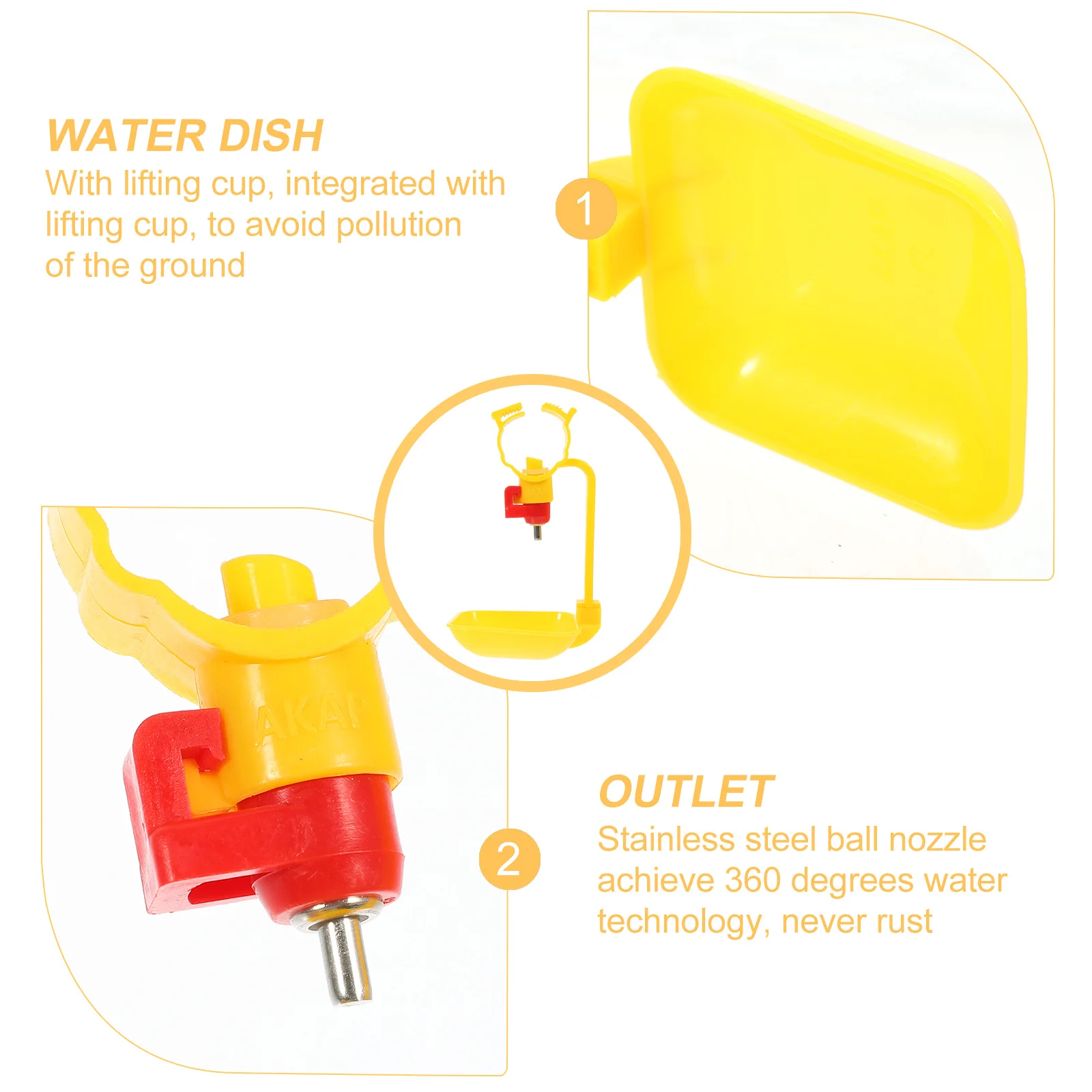 

10pcs Chicken Water Cups Poultry Drinking Nipples Automatic Water Dispenser Detachable Farm Supplies for Chicken Pigeon Orange