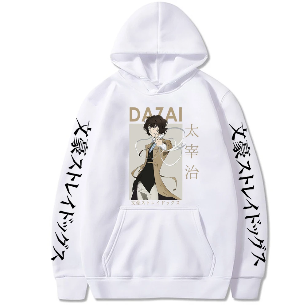 Nieuw In Bungo Zwerfhonden Anime Casual Hoodies Harajuku Osamu Dazai Print Y 2K Mannen Vrouwen Capuchon Sweatshirt