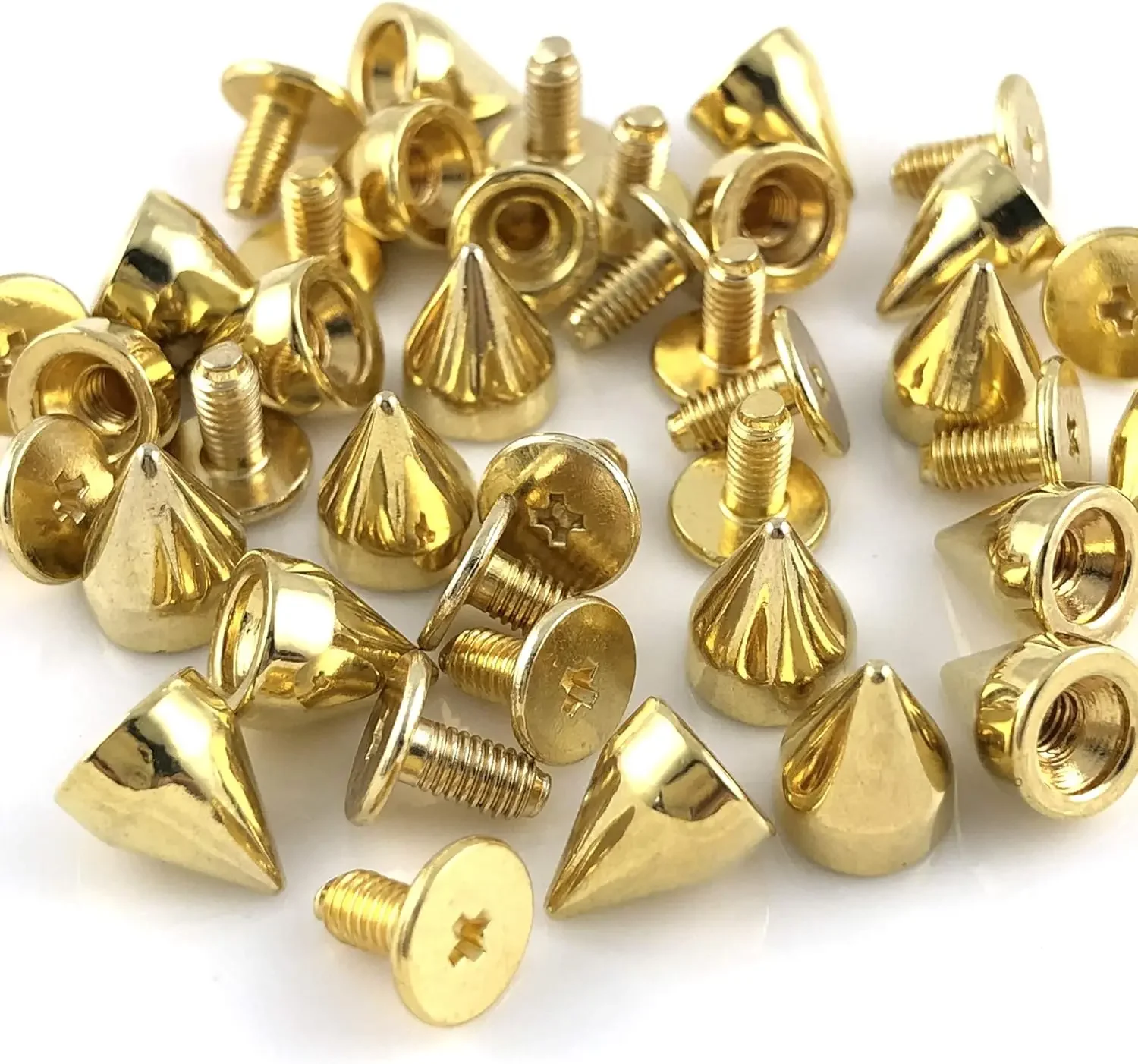 DIY Cone Studs and Spikes Punk Metal Sliver Gold Double Cap Screwback Rivets Round Nail DIY Clothes Shoes Bag Collar Accessories