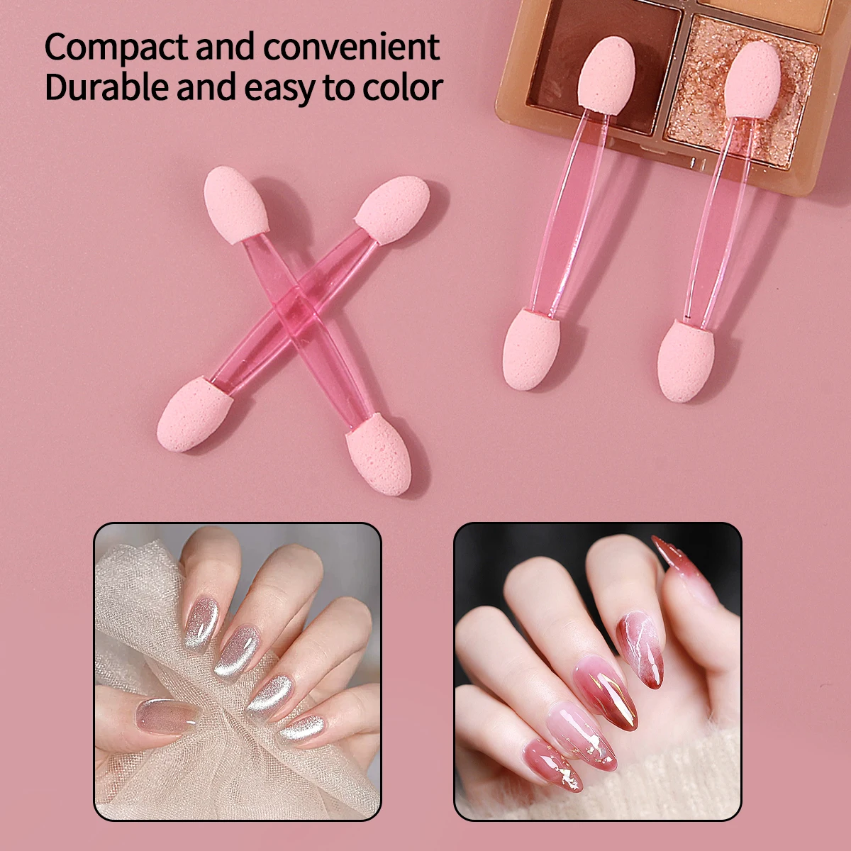 コストパフォーマンスが高く！ 50本のピンクの双頭アイシャドウスティックは超ポータブルで、初心者のアイメイクの必需品です。